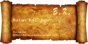 Balan Kájusz névjegykártya